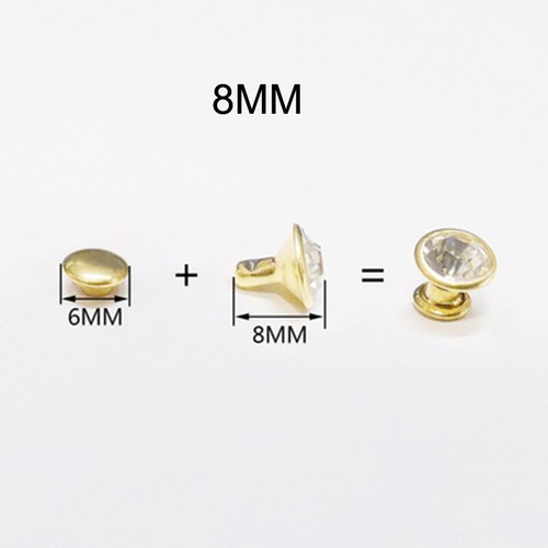 6mm-12mm White Crystal Diamante Studs DIY Punk Leathercraft Rhinestone Rivets - Picture 8 of 11