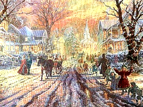 Thomas Kinkade A Victorian Christmas Carol arazzo da parete asta finale set 35 x 26" - Foto 3 di 10