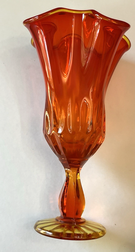 Fenton Amberina Vase Handkerchief Glass Art Pedestal GLOWS Vintage MCM Vintage - Picture 7 of 12