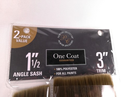 Painters Collection 2 Pack One Coat Paint Brushes 1.5" Angle Sash, 3" Trim - Picture 2 of 3