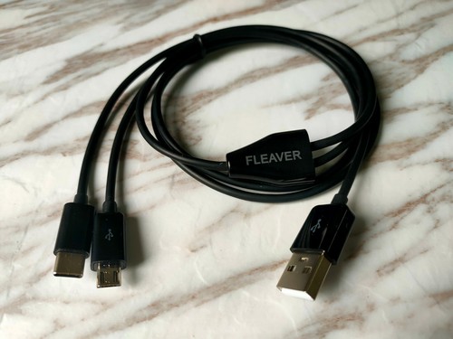Câble USB multifonctionnel 2 en 1 1 m 3ft pour téléphones type c et Android FLEAVER - Photo 2 sur 3