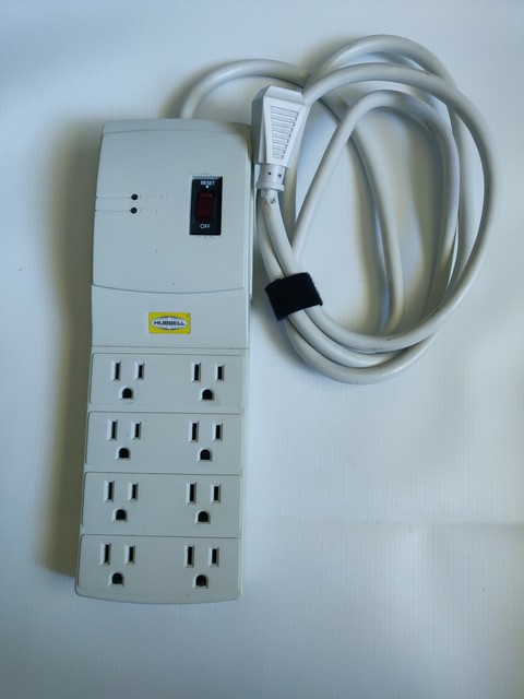 Hubbell 8-Outlet Plug Power Strip Surge Suppressor - 6-Foot Cord - 330V UL Hubbell 8-Outlet Plug Power Strip Surge Suppressor - 6-Foot Cord - 330V UL