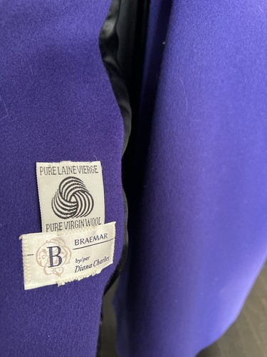 Vintage Braemar by Diana Charles Purple Coat with Leather Detail - Medium - Picture 11 of 12