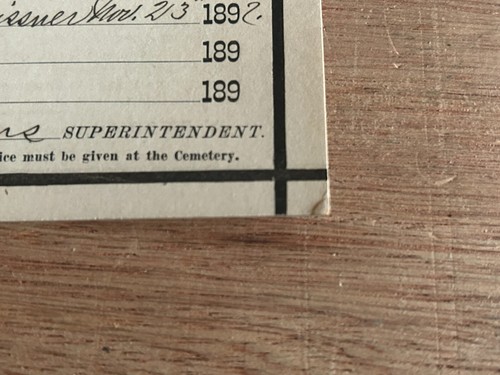 1892 Grave Reopening Ticket Lutheran Cemetery Meissner Middle Village NY - Picture 4 of 24