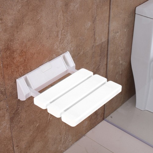 Wall Mounted Bathroom Shower Seat Foldable Bench Home Sauna Room Use White - Picture 10 of 10