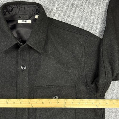Uniqlo Wool Blend Heavy Duty Shirt Mens M Black Pocket - Picture 9 of 11