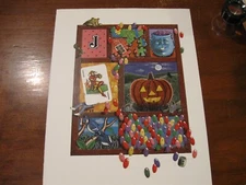 Vintage Art Print - Shadowbox of Items for LETTER "J" J Initial Name Baby Decor