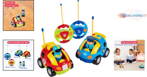 Durable Remote Control Cars for Toddlers - 2-Pack with Fun Sounds & Figures - Picture 2 of 9