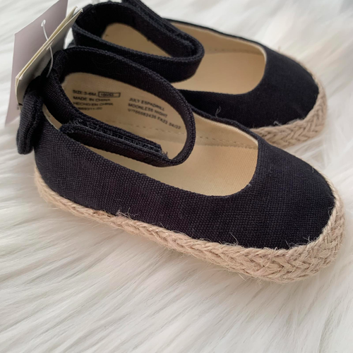 NWT Baby Gap - July 14.50 Moonless Night black canvas shoes bow, 3-6 mos - Picture 2 of 5