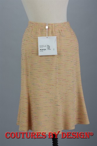 St John Knits Couture Flared Rainbow Tweed Skirt Lemon Sorbet SZ 4 NWT MSRP $595 - Picture 2 of 2