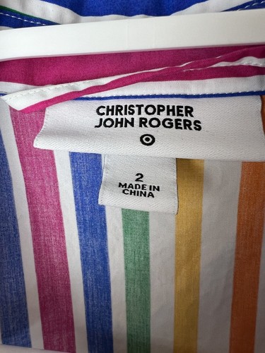 Christopher John Rogers x Target Multi Color Striped rainbow Sleeve Shirt Dress  - Picture 7 of 7