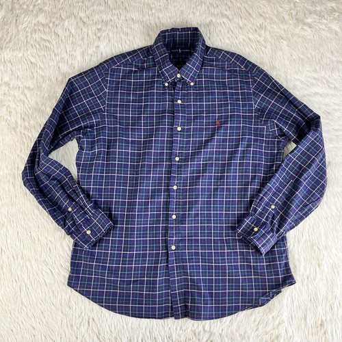 Ralph Lauren Men's Blue Plaid Button Down Collar Long Sleeve Button Up Size XL - Picture 10 of 24