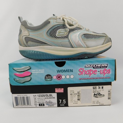 Skechers Shape Ups XF Accelerators Shoes Women's Size 7.5 12320 Silver Blue SLBL - Picture 1 of 22