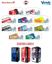 (10) Dixie Narco 501e 12 oz  "CAN" Vend Labels - Flavor Strips -VARIETY PACK 