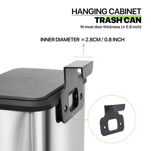 Hanging Trash Can Kitchen Anti-Oil Garbage Bin 1.3 Gallon Bathroom Dustbin w/Lid - Bild 9 von 10