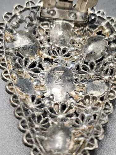 Vintage Art Deco Kleiderclip mit blauen facettierten Steinen Maker's Mark - Bild 5 von 6