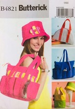 Butterick Pattern #B4821 handbag, Tote, Hat, New Uncut