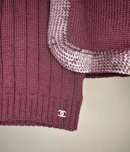 CHANEL 99A Burgundy Sequin Knit Twinset Cardigan + Tank Top FR 34 / US XS-S - Picture 6 of 7