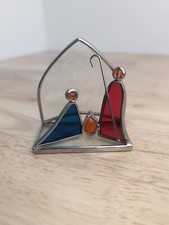 Stained Glass Art Christmas Nativity Holy Family Manger Table Suncatcher