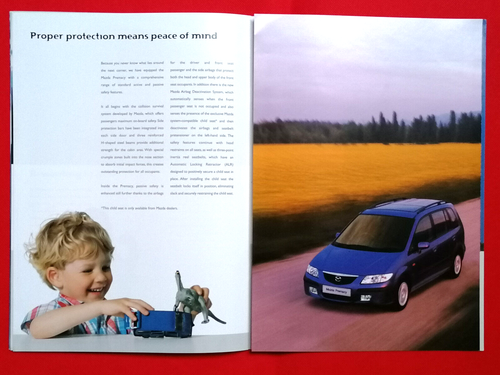 Folleto de ventas Mazda Premacy 1999 - 1,8 GXi/GSi 2,0D colores y adornos aleaciones - Imagen 13 de 21