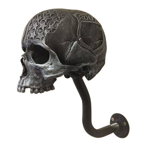 Motorradhelm Totenkopf helmständer helmhalter Wandhalterung Resin Schädel Dekor` - Bild 13 von 27