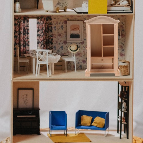 Mini Wardrobe Small Closet Miniature Model Furniture for Dollhouse - Picture 2 of 12