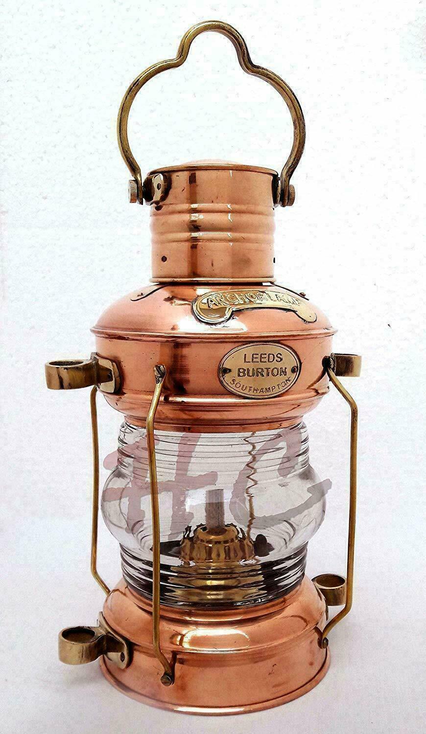 Brass Copper Anchor Lantern Oil Lamp Leeds Burton Nautical 14