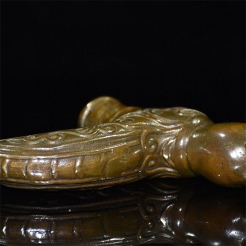 Old Bronze Hand Carved rabbit Statue blessed Cane Walking Stick Head - Picture 3 of 5