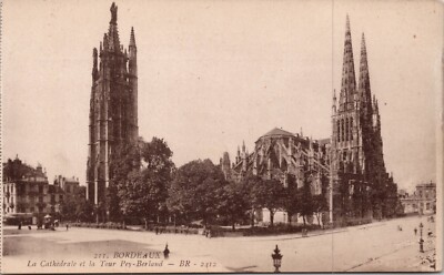 La Cathedra le Tour Pey Berland Tower  Vintage Postcard spc2