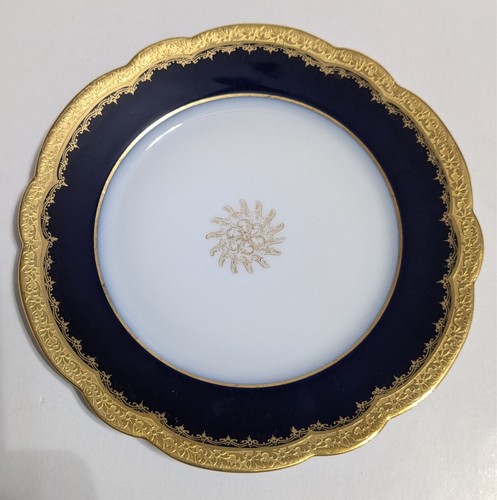 ATQ 1891-1906 M.REDON Limoges Porcelain Salad Plate: Cobalt Blue & Gold, Ø7.3" - Picture 1 of 4