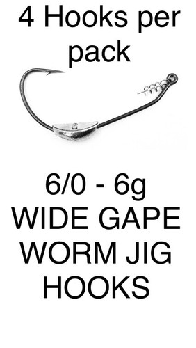 6/0 MUSTAD VMC STYLE WEIGHTED WIDE GAPE WORM JIG HOOK/SOFT PLASTICS 2g to 10g. - Picture 9 of 13