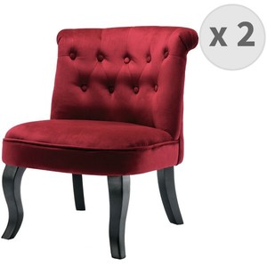 Lot de 2 Fauteuils crapaud modèle KING Velours lie de vin