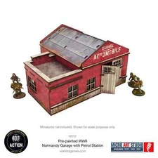 Pre-Painted WW2 Normandy Garage With Petrol Station Bolt Action Warlord Games