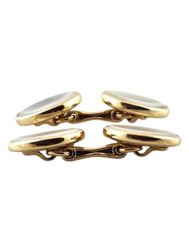 14 Karat Yellow Gold Mother of Pearl Cufflinks #18543 - Picture 4 of 7