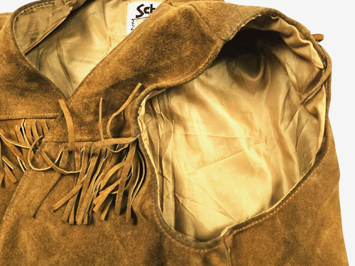 HOT VTG 70's UNISEX SCHOTT @ WESTERN SUEDE LEATHER BROWN VEST Jacket XXL (Fit L) - Picture 9 of 15