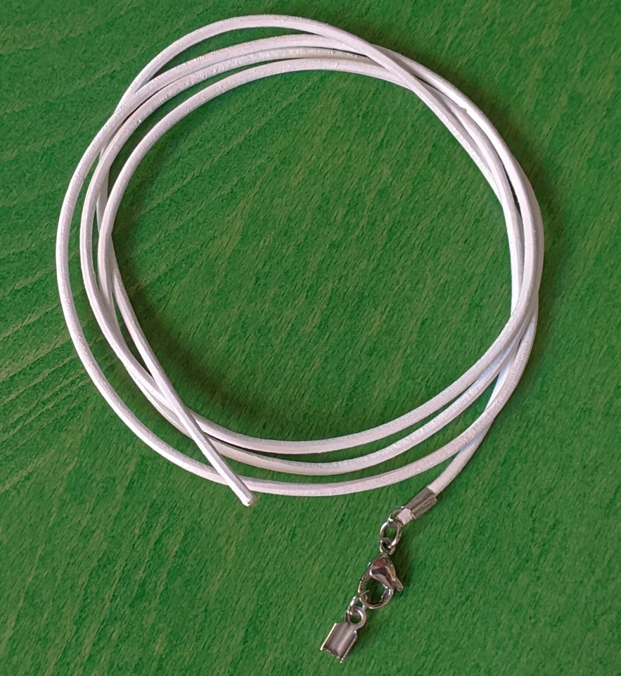 Lederband Echt Leder Kette mit Verschluss Edelstahl kürzbar gelb weiß blau rot - Bild 1 von 2