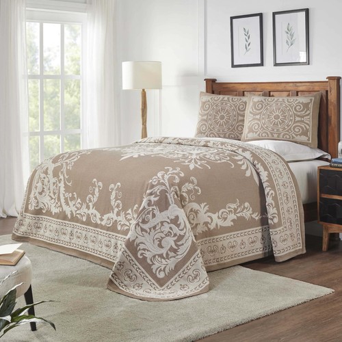 Bohemian Jacquard Textured Medallion with Matching Bedspread & Pillow Shams Set - Picture 37 of 45