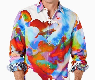 Robert Graham Azalea Artistic Watercolors Stretch Shirt (L - 3XL) NEW $248