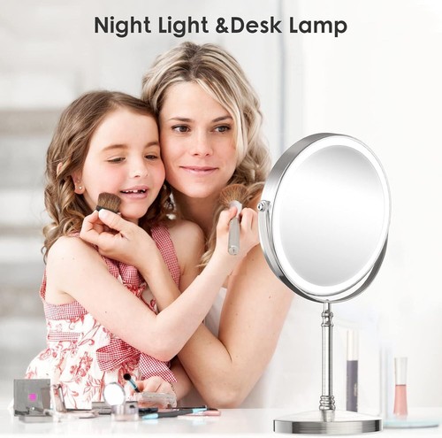 Lighted Makeup Mirror 3000 mAh Rechargeable Double Sided Magnifying Vanity Mi... - Picture 9 of 9