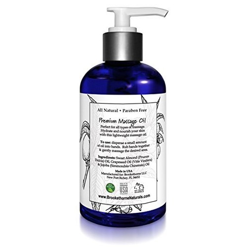 Unscented Massage Oil – All Natural, Body Massage Oil with Sweet Almond Oil 8oz - Picture 2 of 4