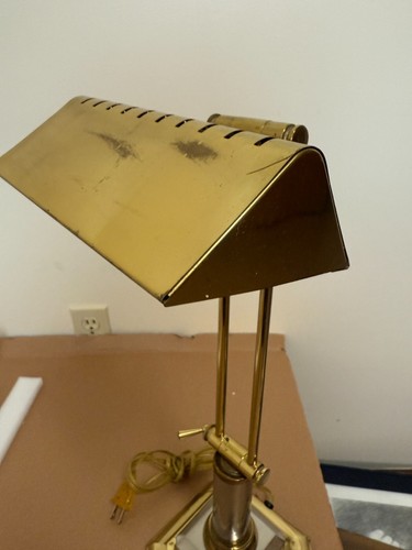 Vintage Dual Intensity Brass & Chrome Halogen Bankers Piano Desk Lamp Adjustable - Bild 3 von 4