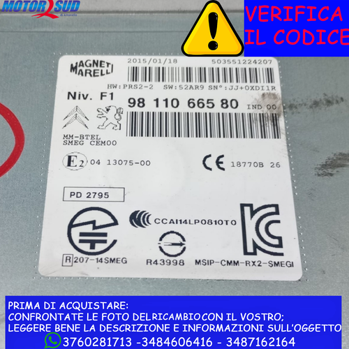 Autoradio Magneti Marelli + Display per Peugeot 2008 (2008-2014) cod:9811066580 - Foto 4 di 5