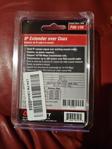 TRIPLETT POE-1TR / POE1TR (NUEVO EN CAJA) IP Extensor Sobre Coaxial - Imagen 2 de 2