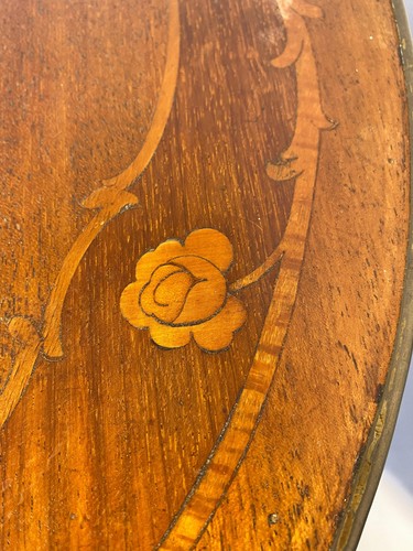Antique French Louis XV Mahogany Side Table Ormolu Marquetry Brass c.1900 - Picture 9 of 16