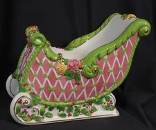 Royal Albert Old Country Roses Sleigh Centerpiece Christmas 2001 Seasons Big