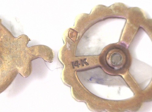 NOS New Antique 14k White & Yellow Gold MASONIC Mason Diamond Lapel Pin #N937 - Picture 4 of 4