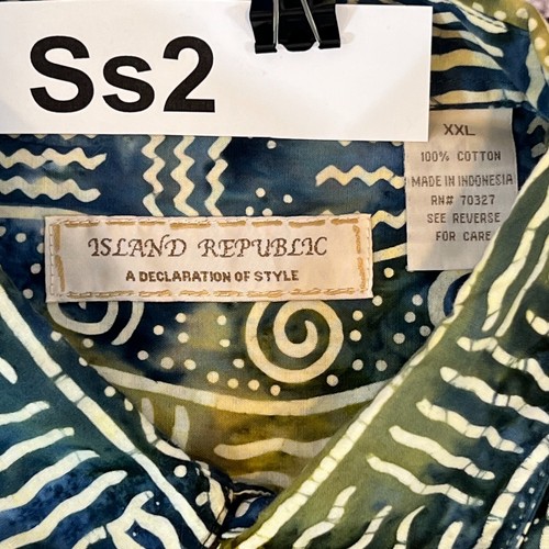 Island Republic Men's Colorblock Tribal Print Short Sleeve Button Down Shirt XXL - Picture 7 of 7