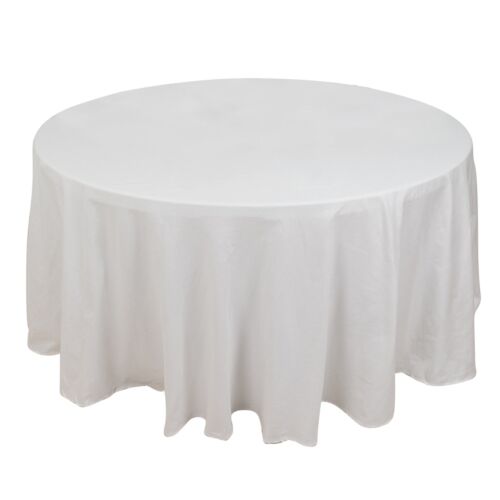 120" White 100% COTTON ROUND TABLECLOTH High Quality Catering Home Dinner Linens - Picture 3 of 8
