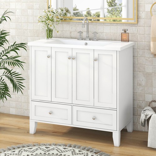 36'' Bathroom Vanity with Sink Combo Bathroom Cabinet with 2 Drawers &Doors - Picture 15 of 53