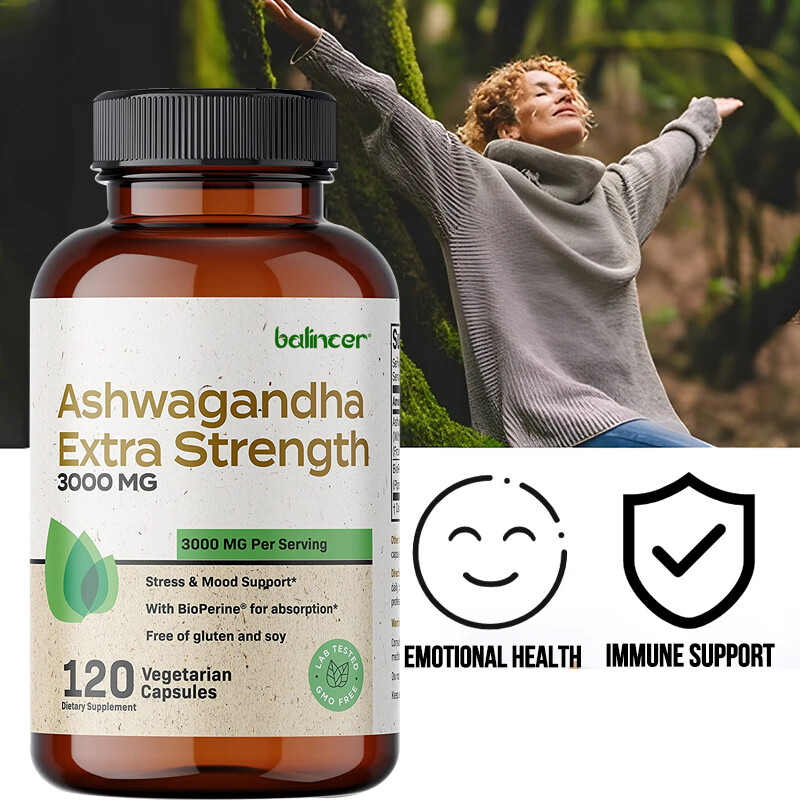 Extracto de Ashwagandha 3000 mg - poderoso suplemento - estrés y estado de ánimo